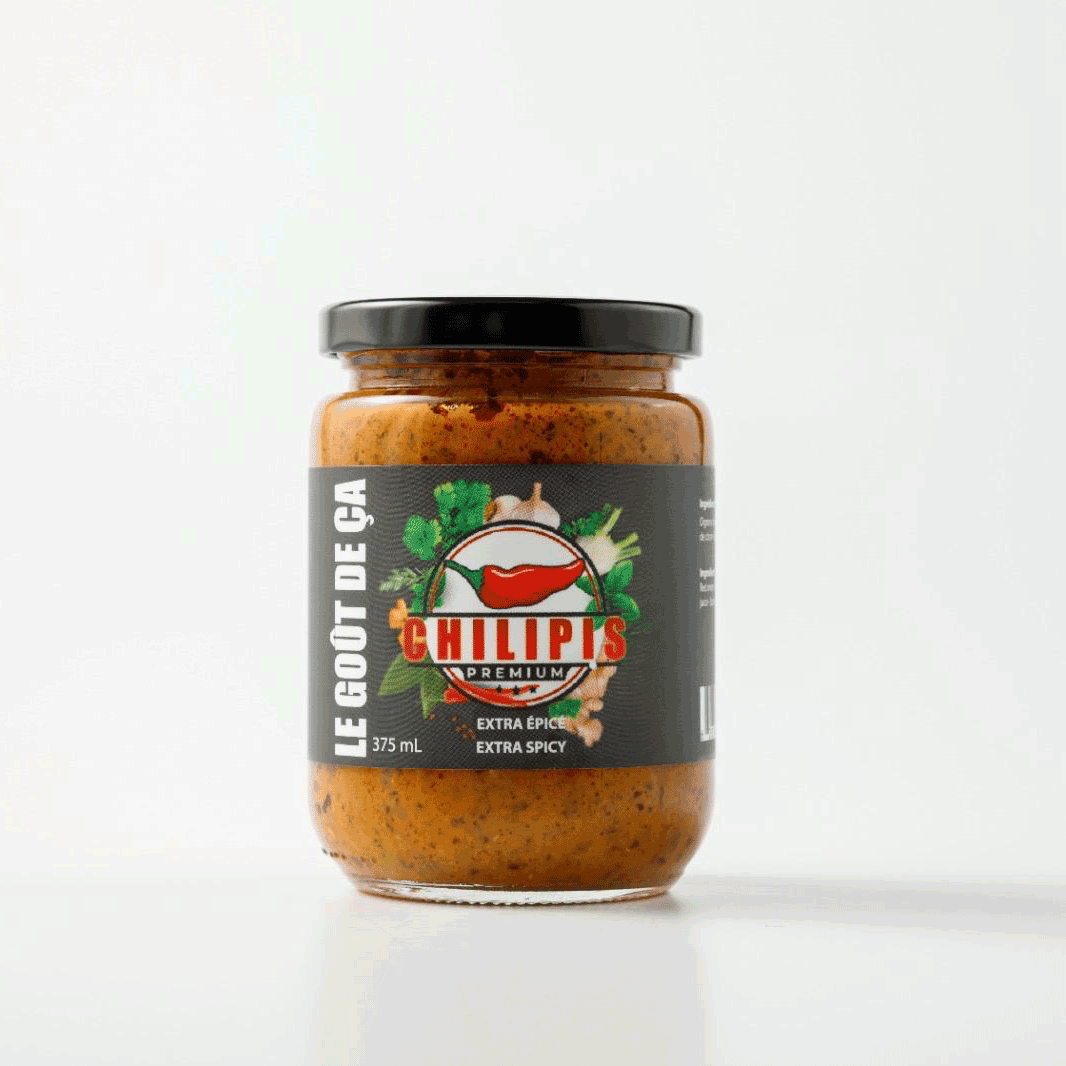 Front view of Chilipis bottle