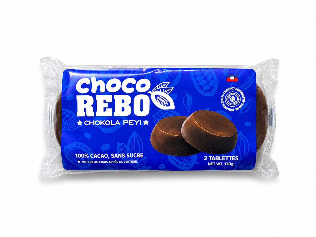 Front view of of package of Choco Rebo Chokcola Peyi (Haitian Hot Chocolate)