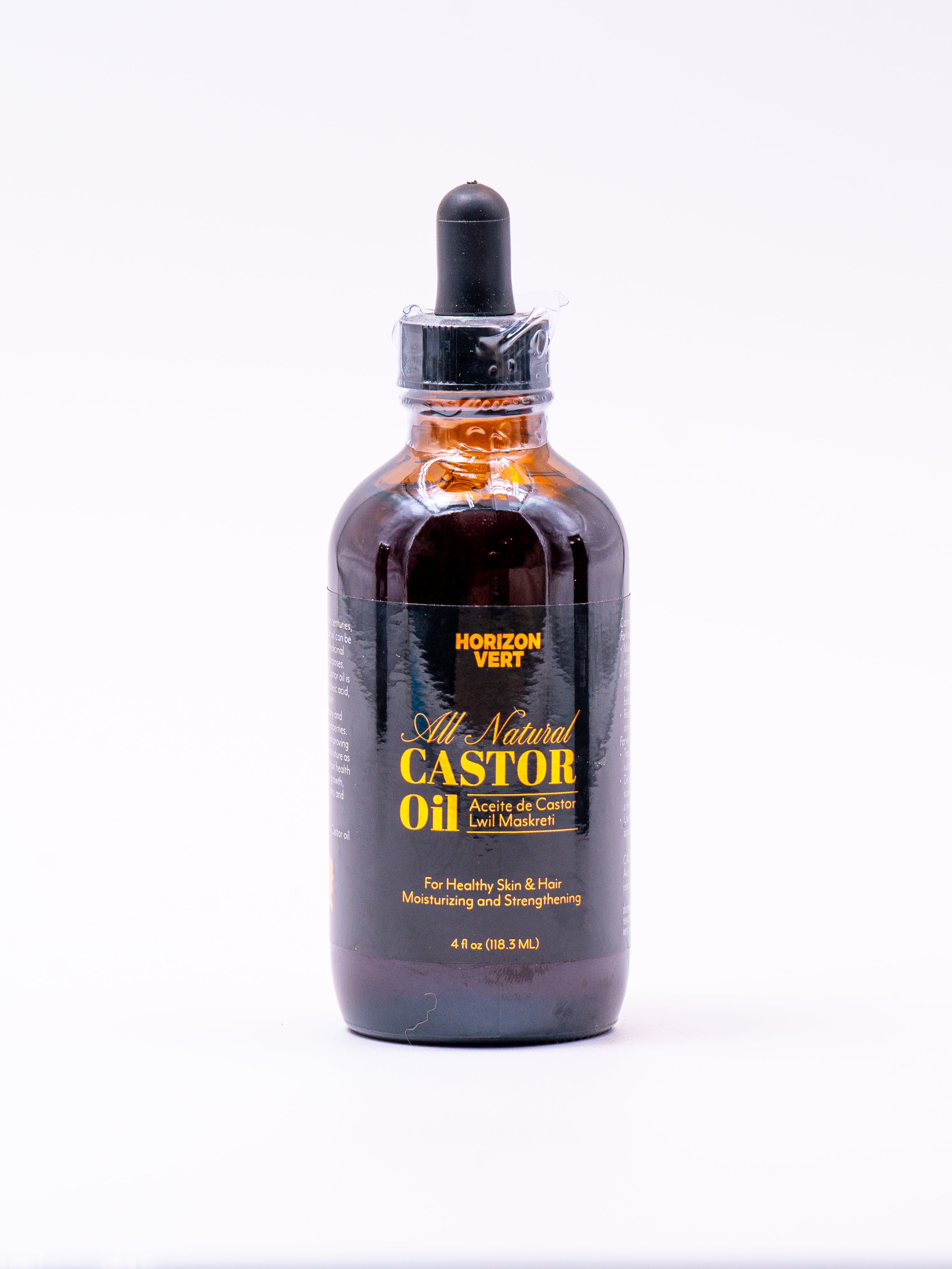Front of Horizon Vert Castor Oil Bottle